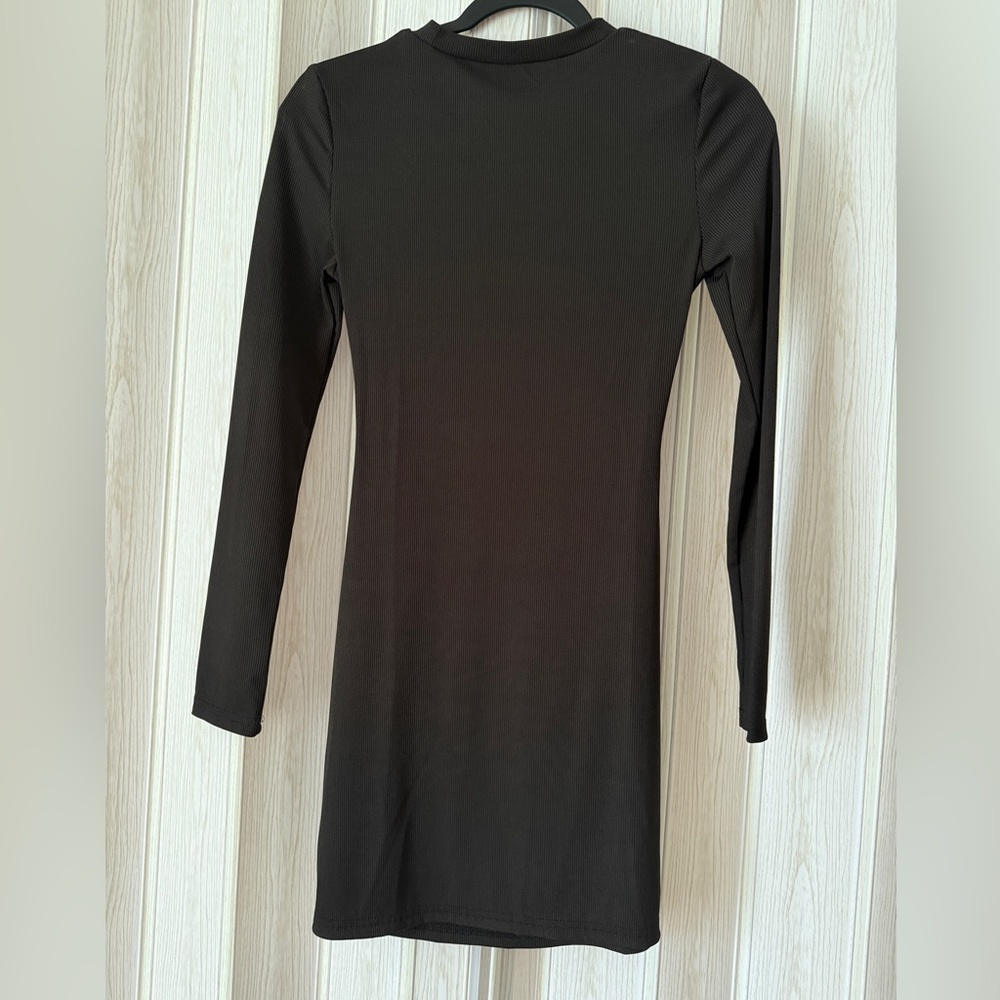 Black Cut Out Bodycon Mini Dress Long Sleeve Sexy Party Night Out Dress S - Picture 4 of 4